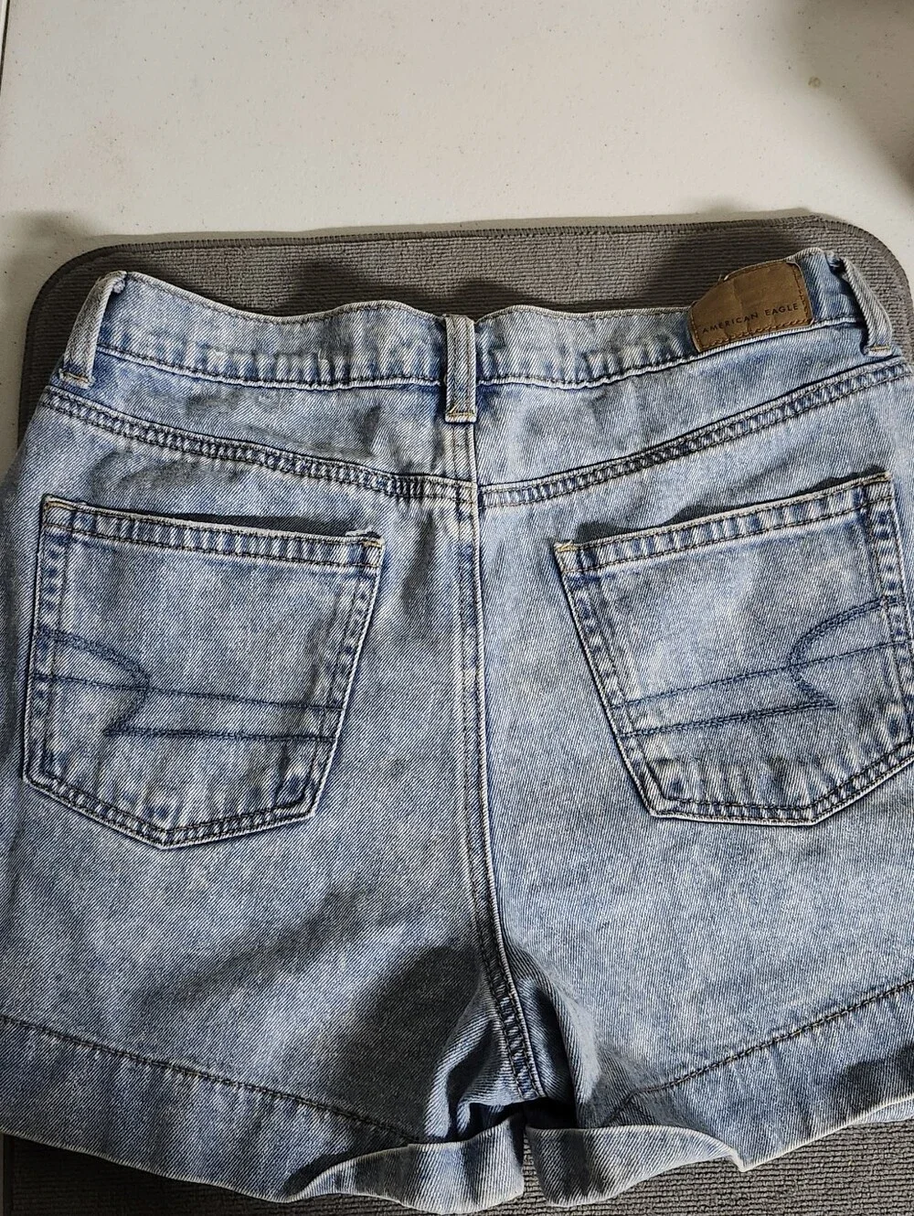 American Eagle Outfitters Light Blue Denim Shorts with Back Patch - Picture 4 of 7